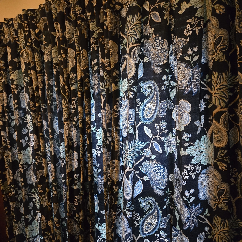 Blue and Cream Accent Curtains with Elegant Design
